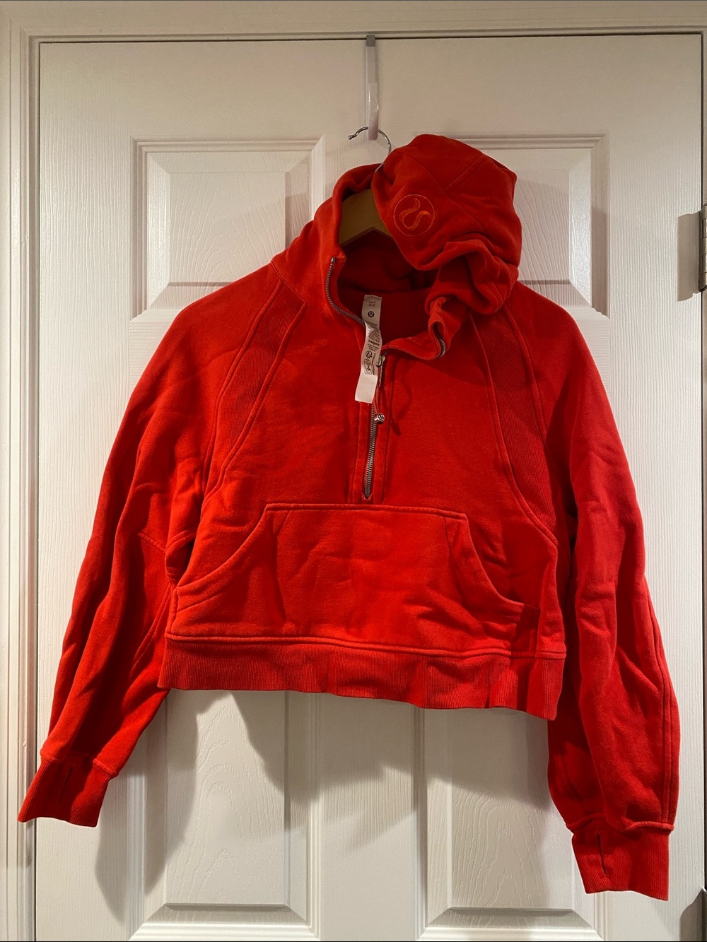 Lululemon Athletica Scuba Bright Red 1/4 Zip-Up Cropped Hoodie - Size XS/S